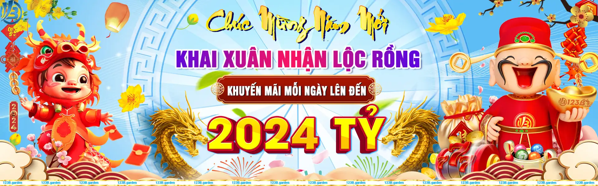 Banner khai xuân nhận lộc rồng