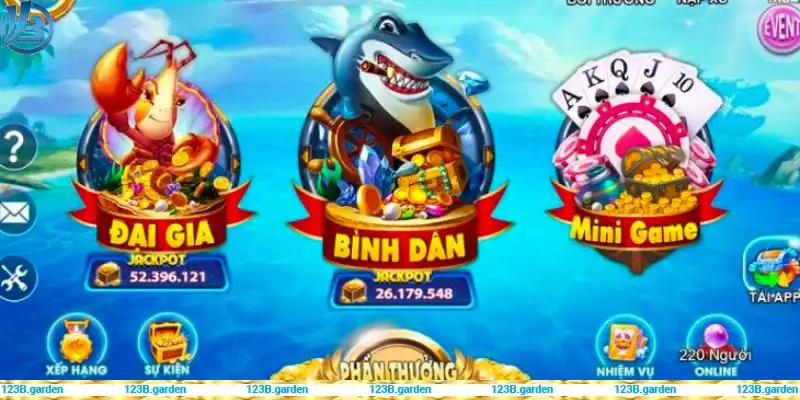 Sân chơi bắn cá đa dạng các phòng game, vũ khí cho anh em lựa chọn