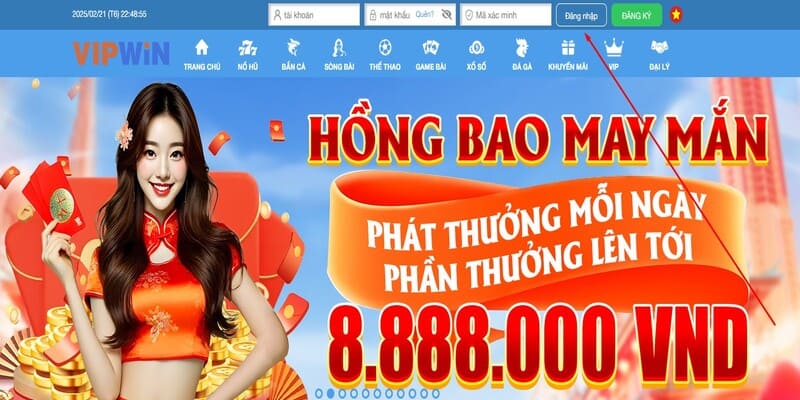 Nhập đúng thông tin quan trọng theo yêu cầu để đăng nhập Vipwin